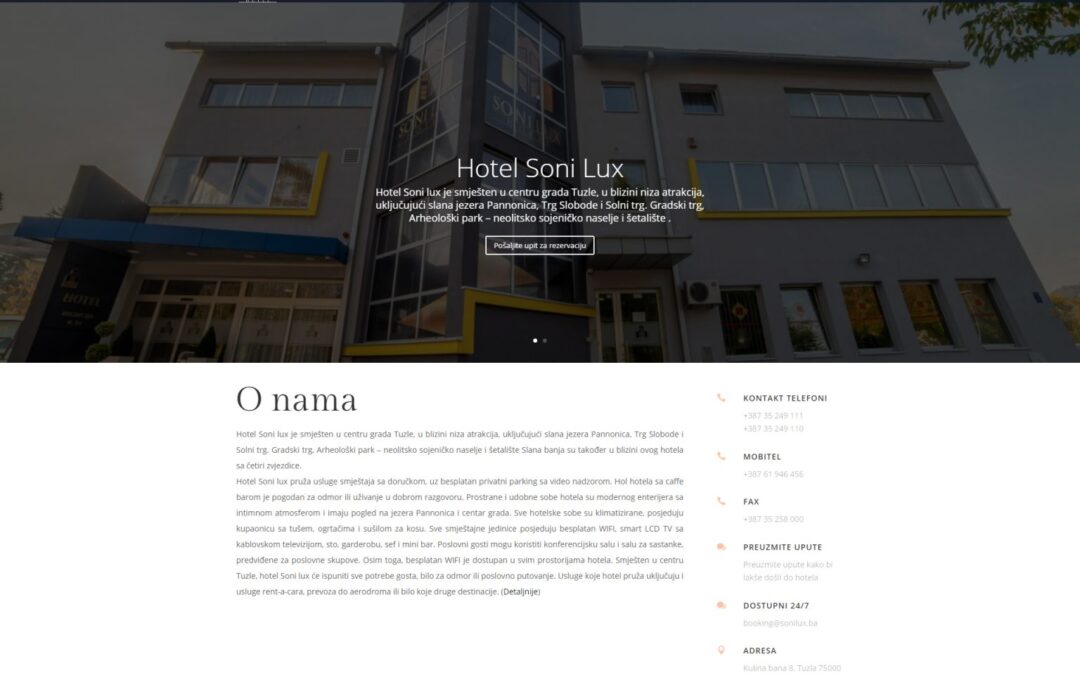 Izrada web stranice za hotel Soni Lux
