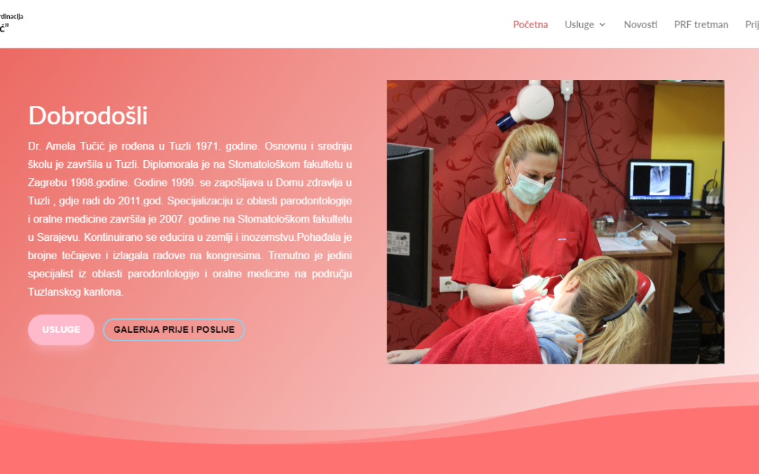 Izrada web rješenja za “Specijalističku stomatološku ordinaciju Dr. Amela Tučić”