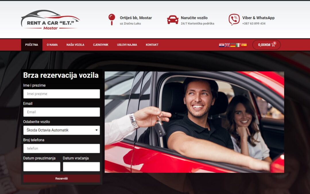 Web strana: Rent a Car E.T. Mostar