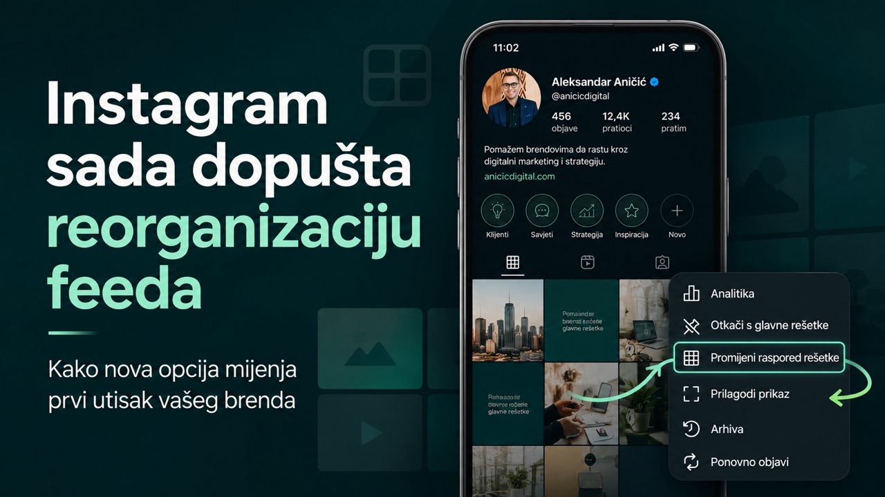 Instagram sada dozvoljava reorganizaciju feeda: mala opcija koja može promijeniti prvi utisak vašeg brenda